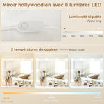 Dressing table with mirror and stool, makeup vanity with LED mirror, padded stool, 7 drawers, 110x39.5x140cm, white