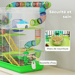 Cage pour hamster souris petit animaux rongeur avec tunnel mangeoire roue jouet 47 x 30 x 59 cm vert