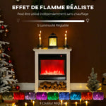 Cheminée électrique 1800W, fausse cheminée décorative, effet flamme à 9 couleurs et 5 luminosité, 62,5x20x72,5cm, blanc-3