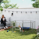 Parc pour chien enclos chien 8 panneaux modulable pliable acier avec porte pour chiot intérieur extérieur 80H cm argent