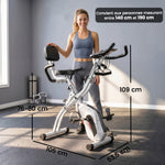 Vélo d'Appartement Pliable Vélo de Fitness 3 en 1 Silencieux Connecté Kinomap Bluetooth et Zwift 105x53,5x109cm Blanc