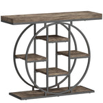 Tavolo Consolle da Ingresso Mobile da Ingresso Industriale 6 Ripiani Piano da 4cm 100 x 30 x 81,5cm Marrone Rustico
