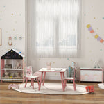 Ensemble table et chaises pour enfants, table pour enfant avec 2 chaises, motif animaux pour chambre à coucher rose