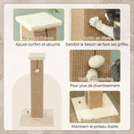 Griffoir pour chat poteau griffoir chat en sisal et peluche, boule suspendue base stable 41 x 41 x 81 cm beige