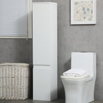 Meuble colonne rangement salle de bain 2 placards 3 étagères réglables style contemporain 30 x 28 x 152,5 cm blanc