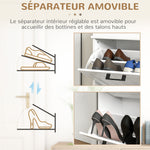 Meuble à chaussures, 2 portes abattants, étagères réglables, pour entrée, couloir, 54 x 24 x 82,5 cm, blanc