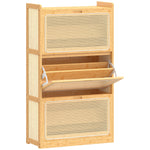 Meuble à chaussures 14 paires, armoire à chaussures 3 tiroirs rabattables, étagères réglables 69x29x119,8cm bois naturel