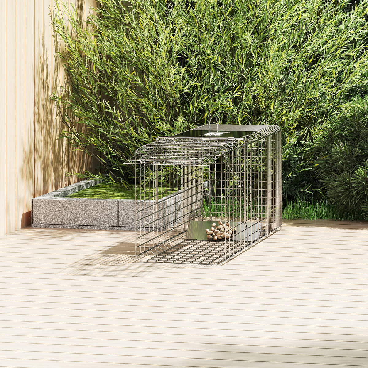 Opvouwbare vangkooi voor kleine dieren zoals ratten en muizen - 2 deuren handvat 81 x 26 x 34,5 cm grijs staal