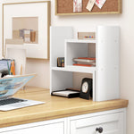 Étagère de bureau modulable, organisateur de bureau multifonctionnel, 2 pièces, MDF, blanc