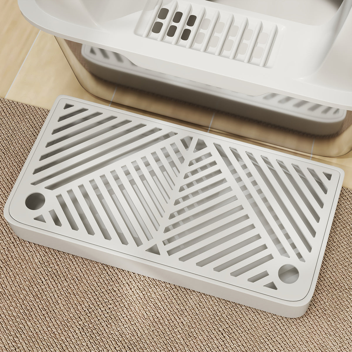 Bac à litière pour chat en acier inoxydable facile à nettoyer avec bords hauts anti-fuite d'urine, pelle inclus, gris
