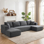 Canapé Modulaire en U 4 Places, 2 Méridiennes, Canapé 2 Places, 6 Coussins, Sans Montage, 369 x 152 x 78 cm, Gris