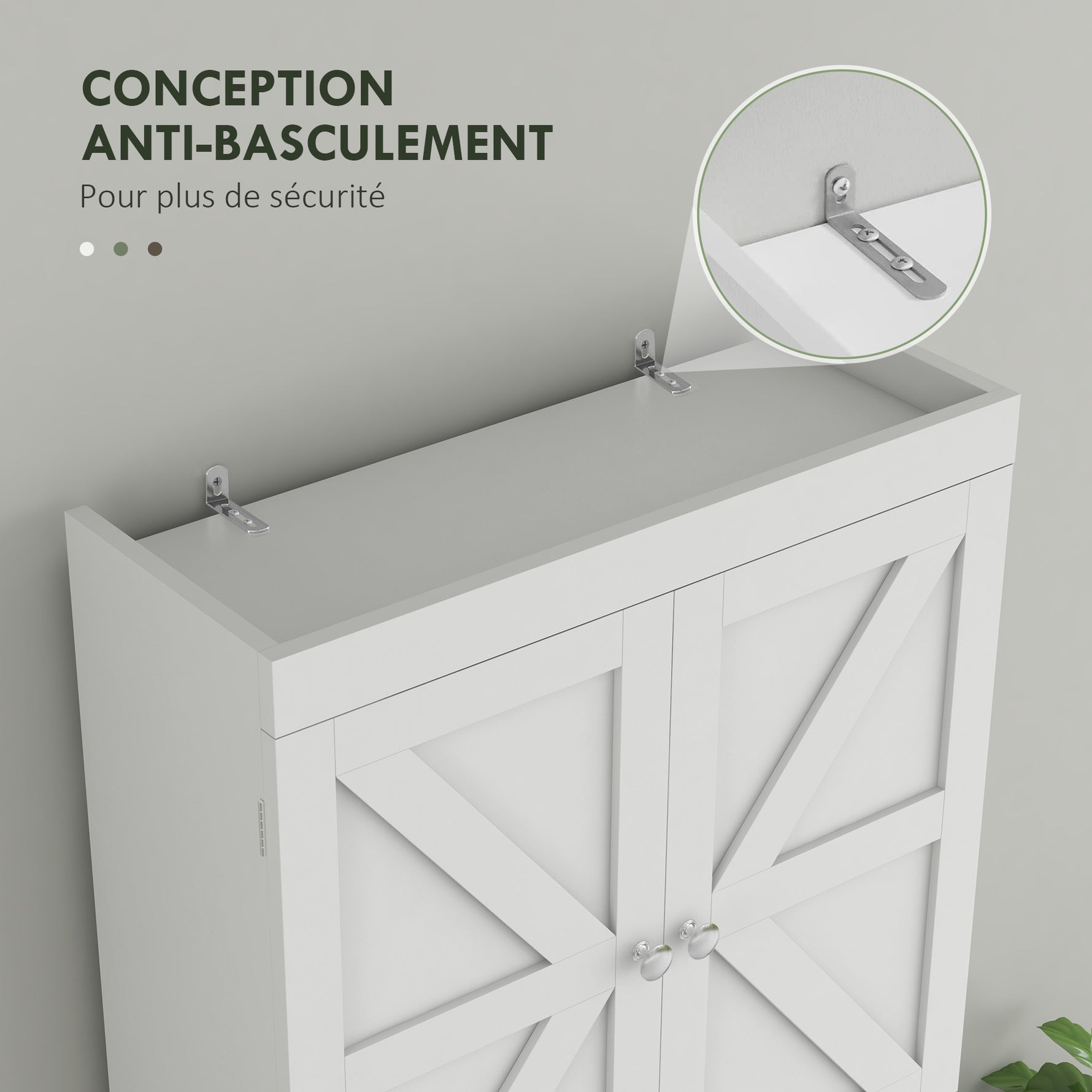 Armoire de rangement dessus des toilettes, meuble de salle de bain placard 2 portes étagère 58,5L x 23l x 170H cm blanc