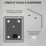 Miroir de salle de bain rectangulaire LED fonction anti-buée luminosité réglable fonction mémoire 70 x 90 cm argent