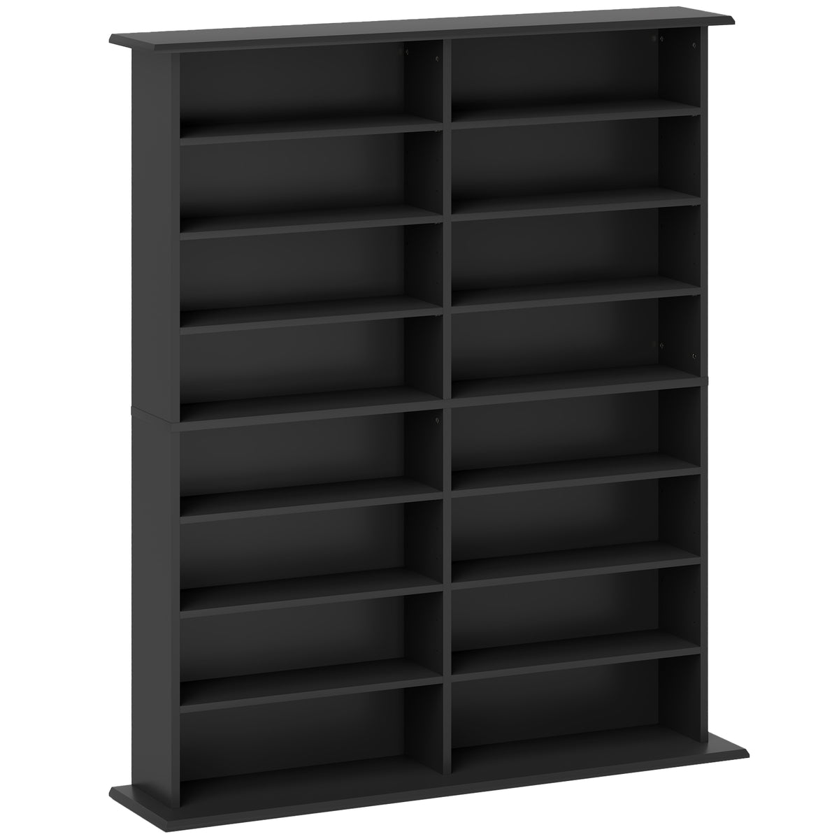 Rangements pour CD et DVD avec 16 compartiments et 12 étagères réglables capacité max. 720 CD/396 DVD et Blu-ray noir