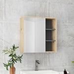 Armoire de salle de bain avec miroir armoire de toilette miroir mural 3 étagères ouverts 60 x 20 x 60 cm bois naturel