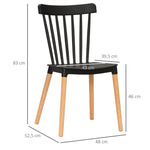 Lot de 4 chaises style scandinave dossier haut assise en polypropylène pieds en hêtre 48 x 52,5 x 83 cm noir