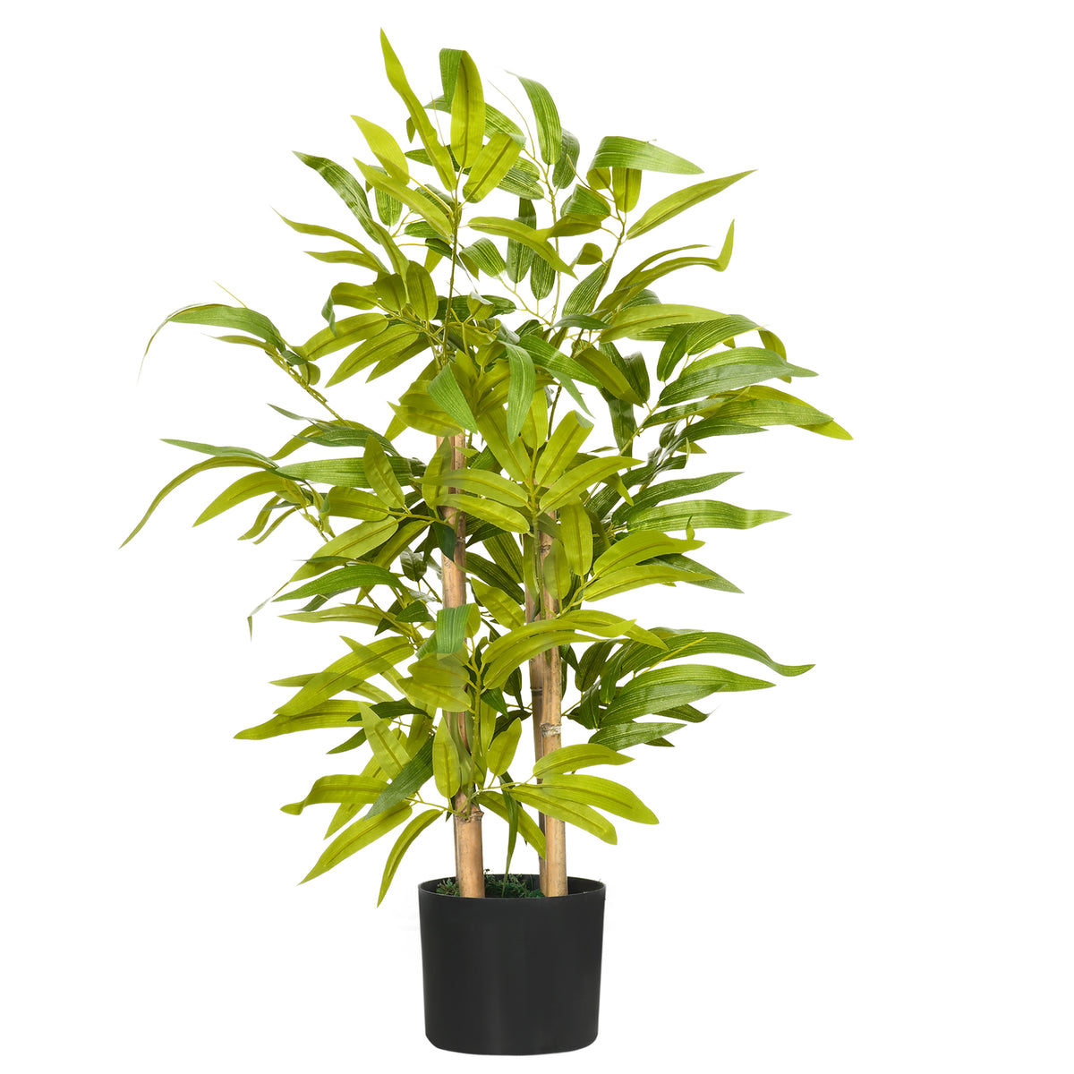 Bambou artificiel plantes artificielles hauteur 60 cm - tronc branches lichen feuilles grand réalisme pot inclus