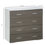 Commode meuble de rangement style contemporain 4 tiroirs 76 x 35 x 72 cm blanc et gris