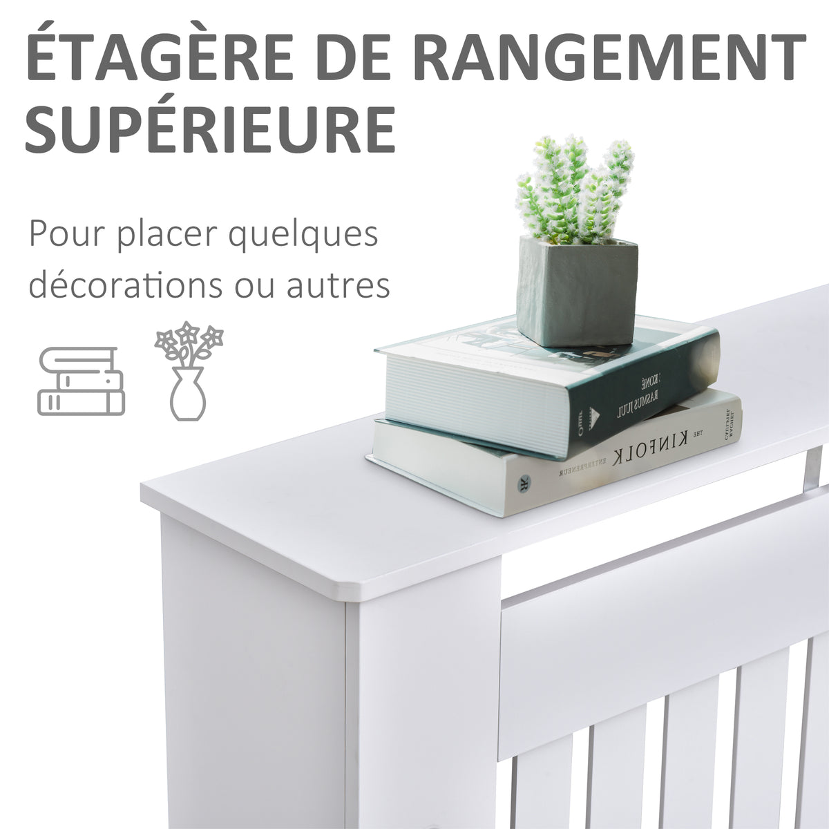 Cache-radiateur couverture radiateur Design couverture radiateur Panneau Cabinet 112L x 19l x 81H cm MDF Blanc