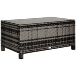 Table Basse de Jardin Plateau Verre trempé 5 mm rotin tressé 85 x 50 x 39cm Max. 70 kg gris