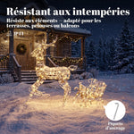 Renna di Natale con Slitta Luminosa 2 Pezzi in Rattan PP, 175 LED Bianco Caldo, 8 Modalità, Timer, 82x32x120cm, Marrone