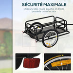 Remorque vélo remorque de transport pour vélo 70L 139L x 71,5l x 49H cm barre d'attelage universelle acier noir