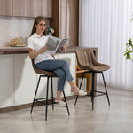 Lot de 2 tabourets de bar, chaises de bar en PU, assise rembourrée 68H cm, dossier et repose-pieds, marron
