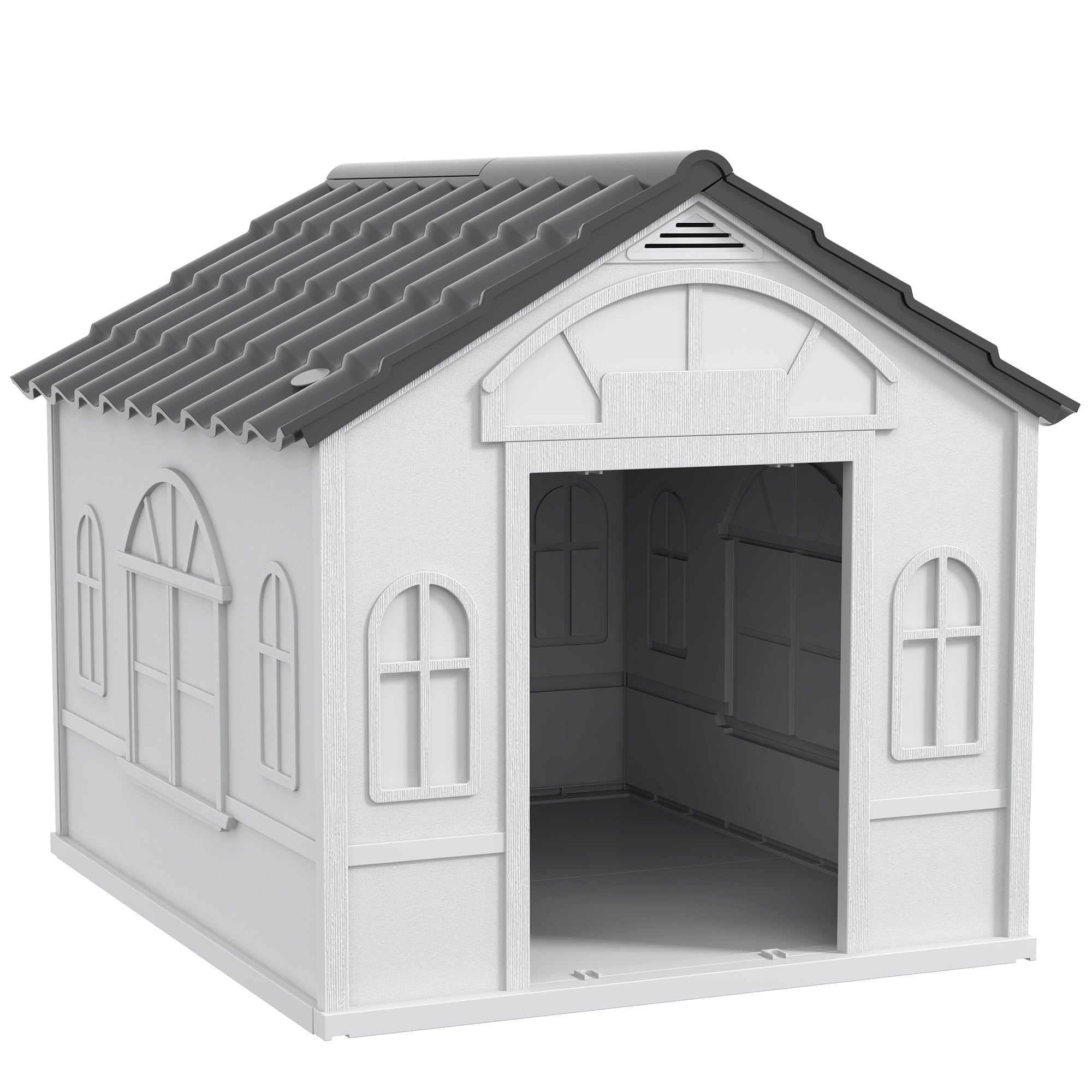 Niche pour Chien Extérieur avec Toit en Pente et Porte Avant Ouverte, pour Chiens Moyens et Grands, 84,2x98,2x82cm, Gris