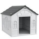 Niche pour Chien Extérieur avec Toit en Pente et Porte Avant Ouverte, pour Chiens Moyens et Grands, 84,2x98,2x82cm, Gris