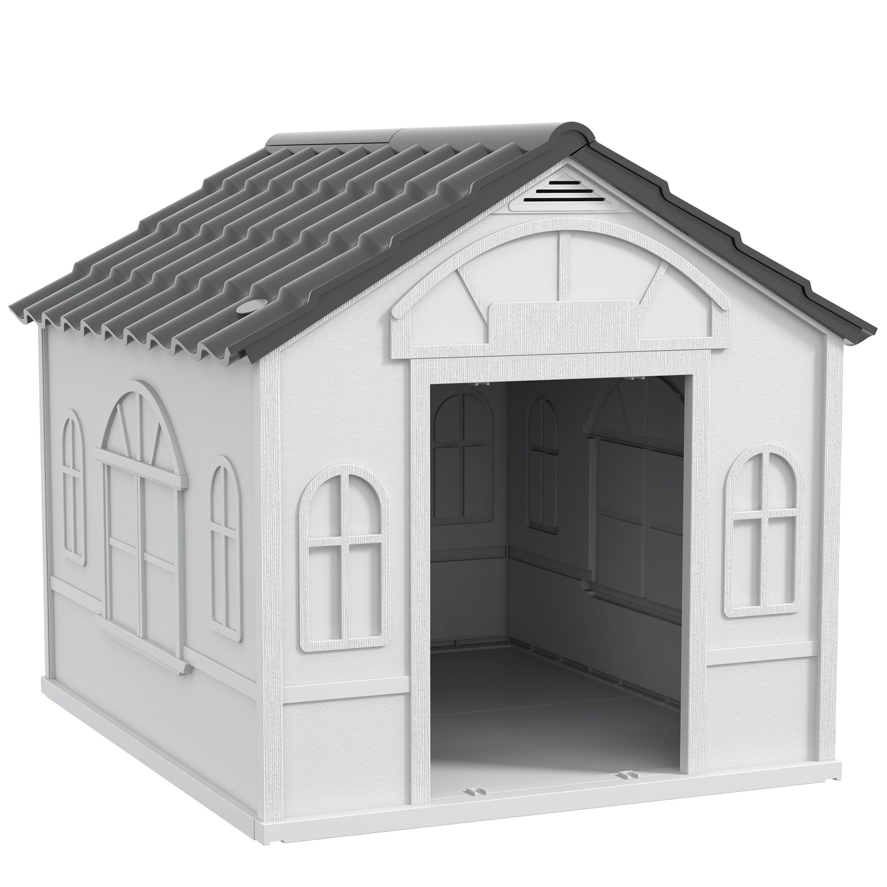 Niche pour Chien Extérieur avec Toit en Pente et Porte Avant Ouverte, pour Chiens Moyens et Grands, 84,2x98,2x82cm, Gris
