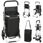 Chariot de courses pliable caddie de courses portable à roulettes avec siège pliable, sac amovible, 46x59,5x97cm, noir
