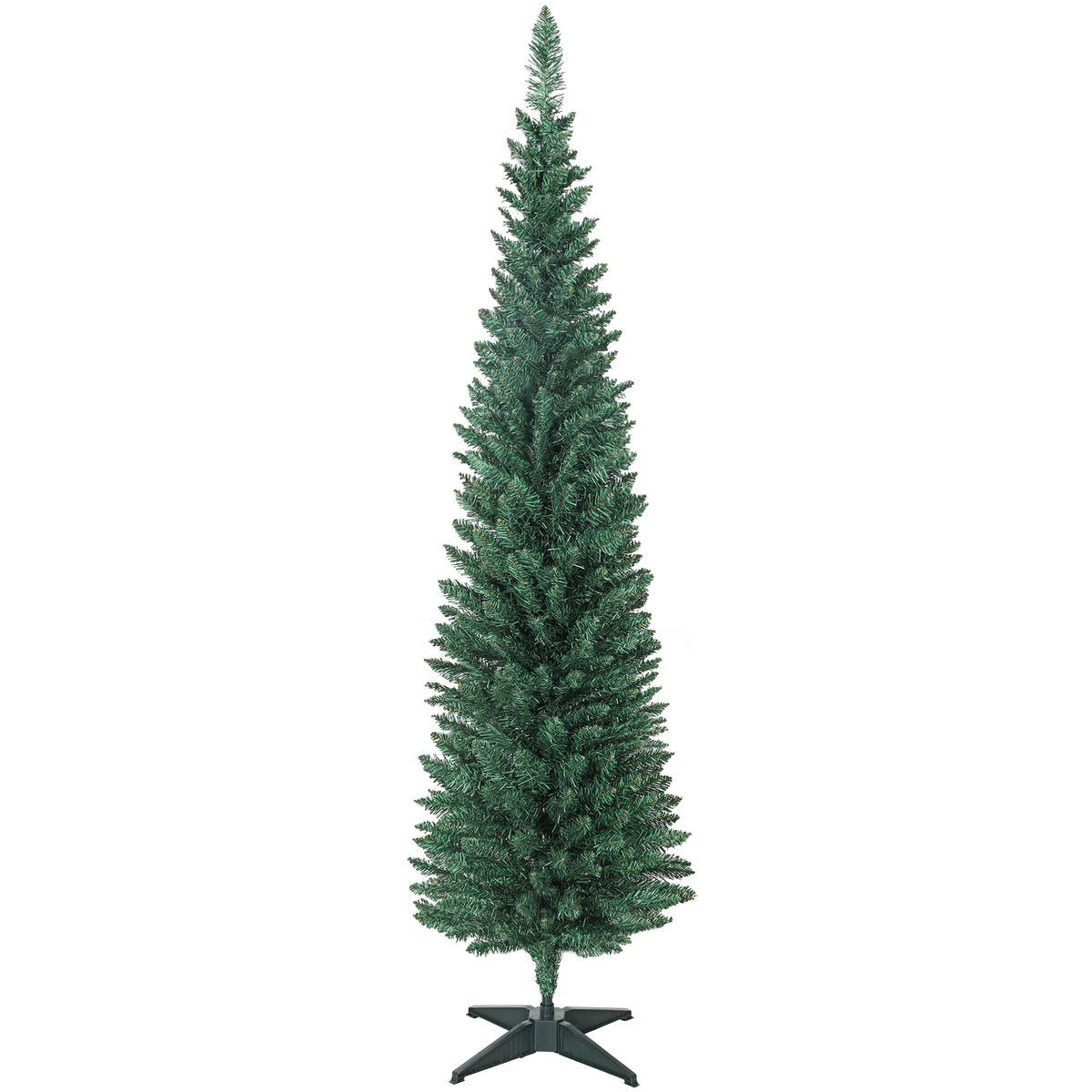 Sapin de Noël artificiel 180 cm, arbre de Noël slim, 321 pointes, facile à monter et ranger, pour maison bureau, vert