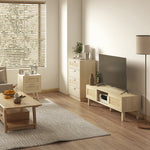 Bohemien design ladekast van rotan met 4 lades, opbergmeubel voor de woonkamer, de gang, de hal, naturel hout