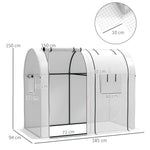 Serre de jardin 1,8 m² serre à tomates 2 portes zippées déroulantes 4 fenêtres enroulables acier PE 135 g/m² blanc