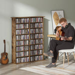 Rangements pour CD et DVD avec 16 compartiments et 12 étagères réglables capacité max. 720 CD/396 DVD et Blu-ray marron