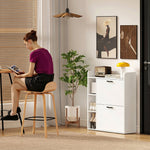 Meuble à chaussures 15 paires, armoire à chaussures moderne avec 2 tiroirs rabattables, 83x24x90,5cm, blanc