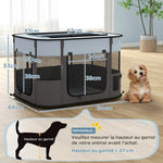 Parc enclos pliable pour chien chat petits animaux en tissu Oxford avec rangement 84 x 64 x 53 cm gris et noir