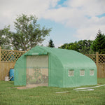 Serre de jardin tunnel 10,4 m² serre de jardin anti-UV porte zippée enroulable fenêtres maille 350 x 300 x 200 cm vert