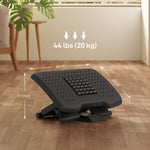 Voetensteun voor kantoor, ergonomische voetensteun, hoek verstelbaar van -30° tot +30°, 46L x 35B x 11/13,5/17H cm, zwart