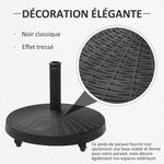 Base para sombrilla con peso neto de 22,7 kg en resina con 4 ruedas - dim. Φ52 x 41H cm - Negro