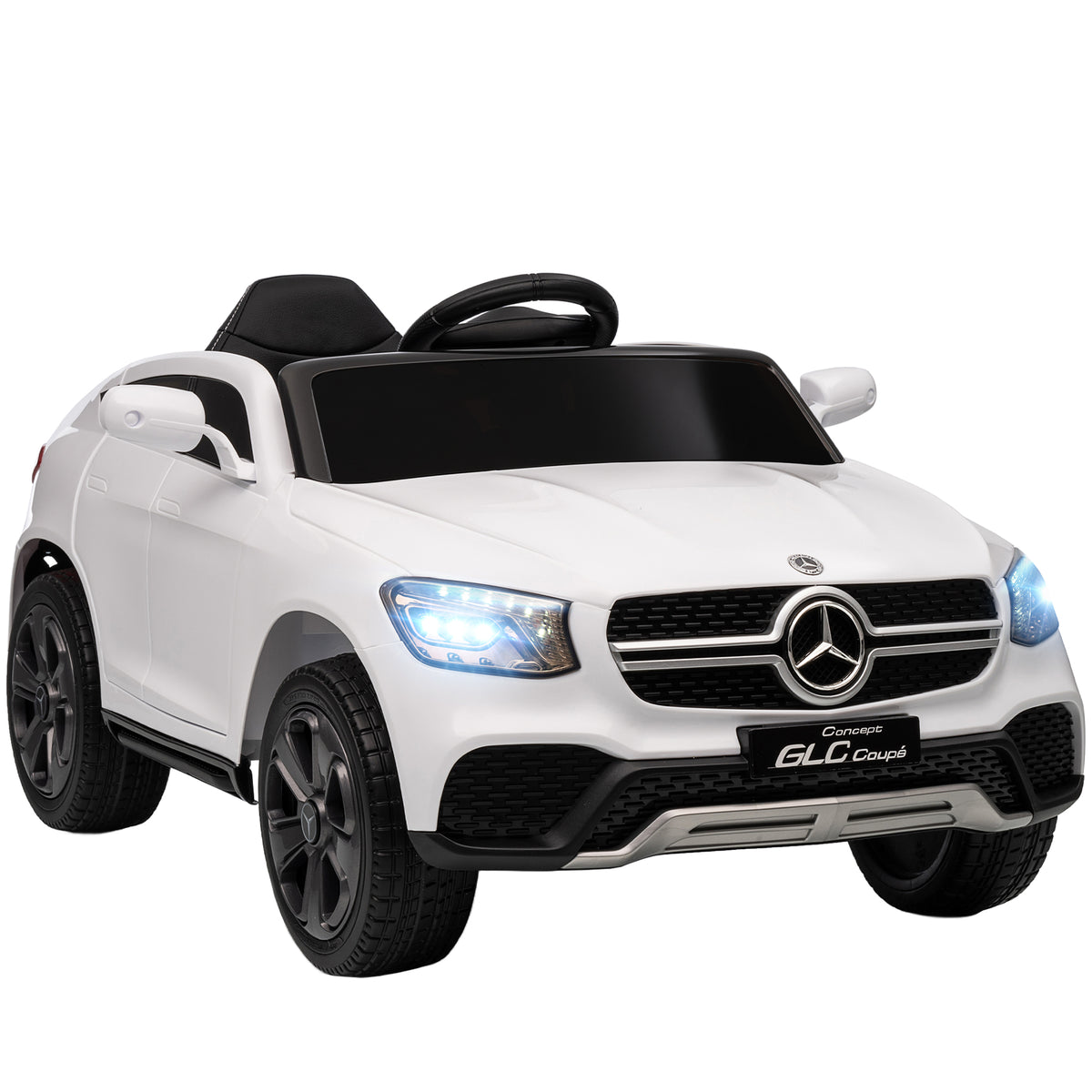 Voiture électrique enfants, véhicule électrique 12V, télécommande 2,4G, 3 vitesses, démarrage lent, 105x68x50cm, blanc