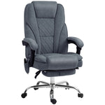 Fauteuil de bureau massant et chauffant hauteur réglable dossier inclinable télécommande repose-pieds rétractable gris