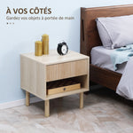 Lot de 2 tables de chevet table de nuit avec tiroirs et niches, style moderne, dim. 47 x 47 x 50 cm, bois naturel