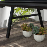 Banc de jardin extérieur 2 Places Assise Dossier à Lattes, en aluminium, dim. 123L x 67l x 79H cm, noir
