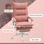 Fauteuil de bureau massant et chauffant, chaise de bureau, hauteur réglable, dossier inclinable, 66x74x121,5cm rose