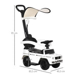 Porteur Enfants Voiture Enfant Multi-équipée 12-36 Mois klaxon Marche-Pieds, Garde-Corps et ombrelle Blanc