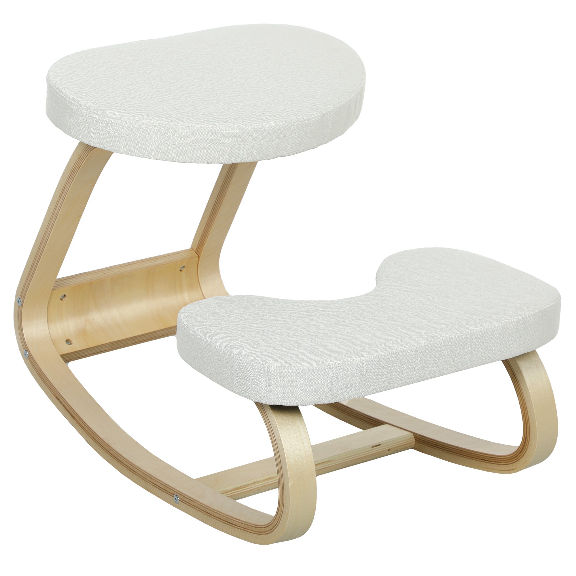 Siège assis genoux, siège ergonomique en bois à bascule, chaise à genoux pour bureau à domiciles, crème