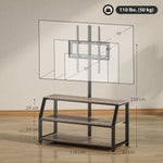 Meuble TV avec support pour téléviseurs jusqu'à 72 pouces, meuble télé avec 2 étagères ouvertes, 110x43x150cm, gris