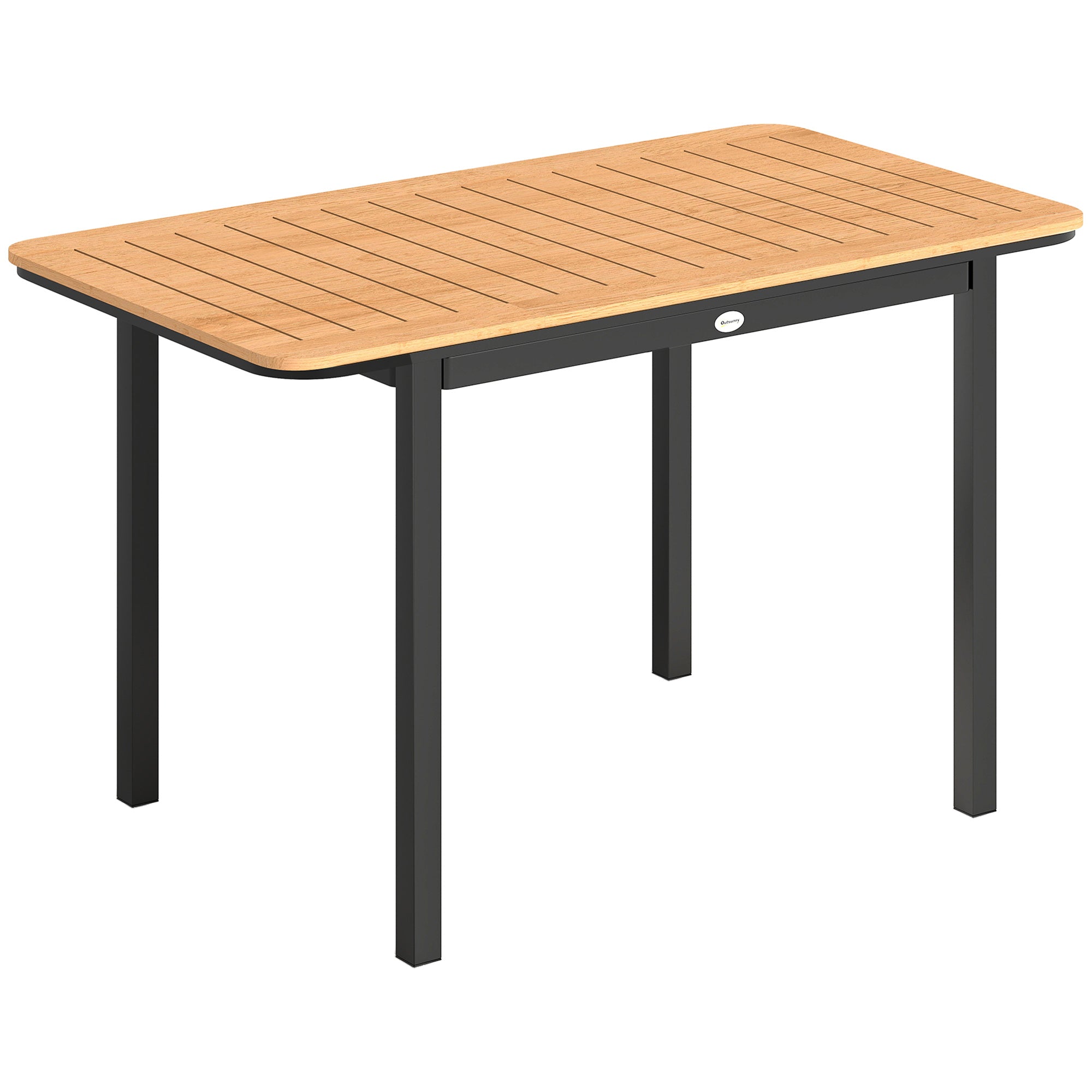 Table de Jardin 6 Personnes Rectangulaire en Bois Composite Cadre en Métal et Plateau à Lattes 127x70cm Marron