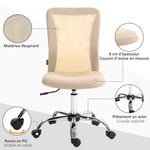 Chaise de bureau ergonomique hauteur réglable piètement chromé pivotant 360° revêtement maille beige